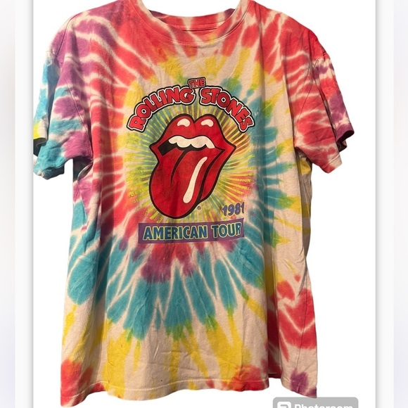 ROLLING STONES Tie Dye Graphic Band Concert Tee Small Unisex - Picture 2 of 7